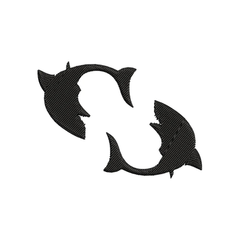 Double Shark Embroidery Design