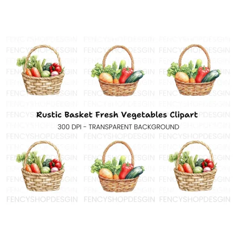 Vegetable Baskets Clipart Bundle