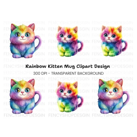 Rainbow Kitten Clipart Bundle