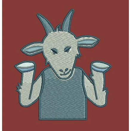 Shrugging Goat Icon Embroidery Design