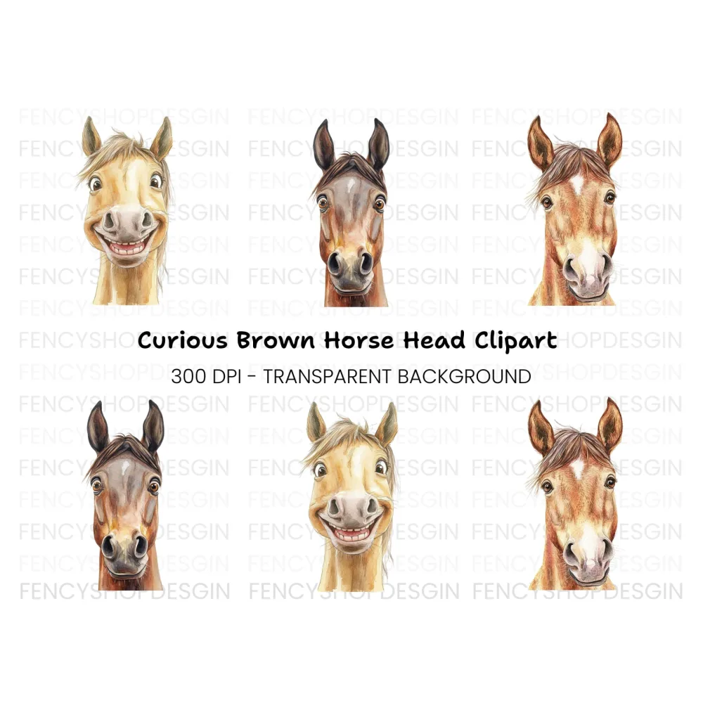 Realistic Horse Head Clipart Bundle