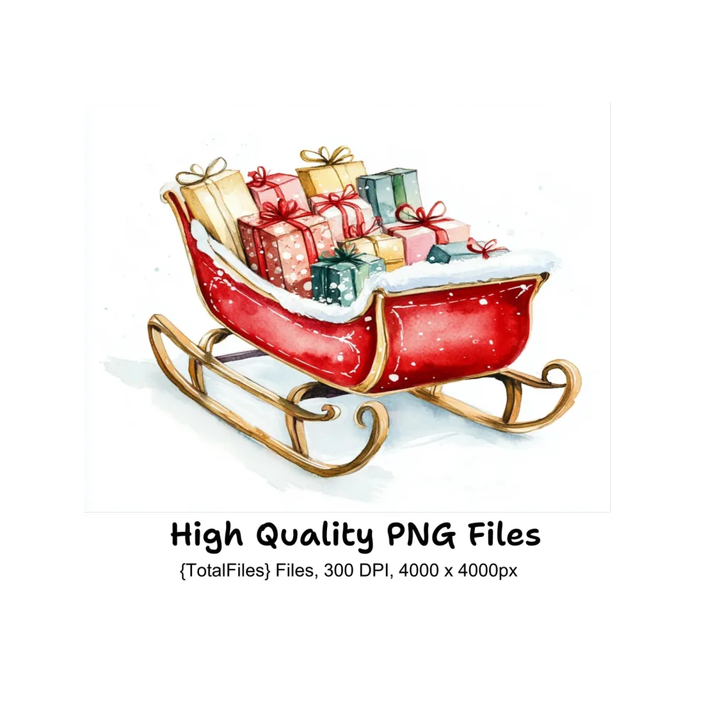 Christmas Sleighs with Gifts Clipart Bundle