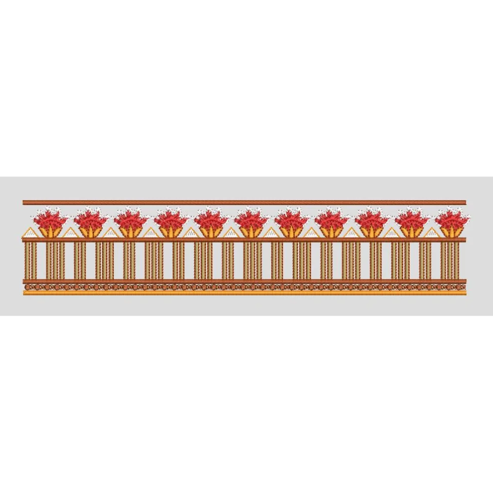 Pillar and Floral Geometric Border Embroidery Design