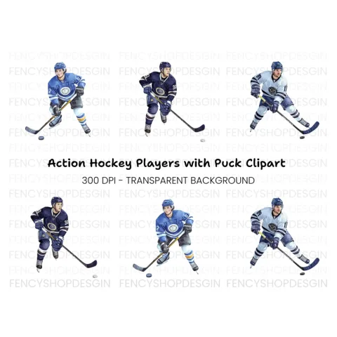 Ice Hockey Action Figures Clipart Bundle