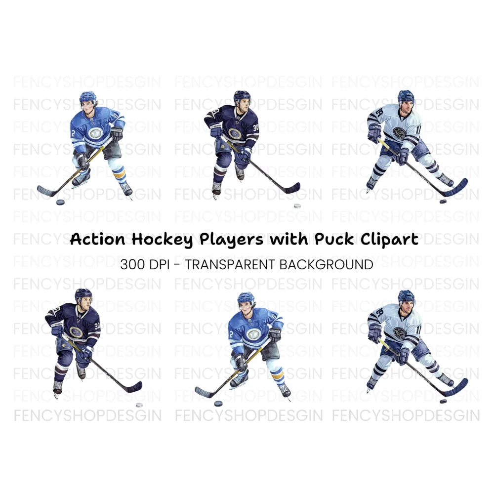 Ice Hockey Action Figures Clipart Bundle