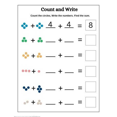 Count and Add Circles Worksheets