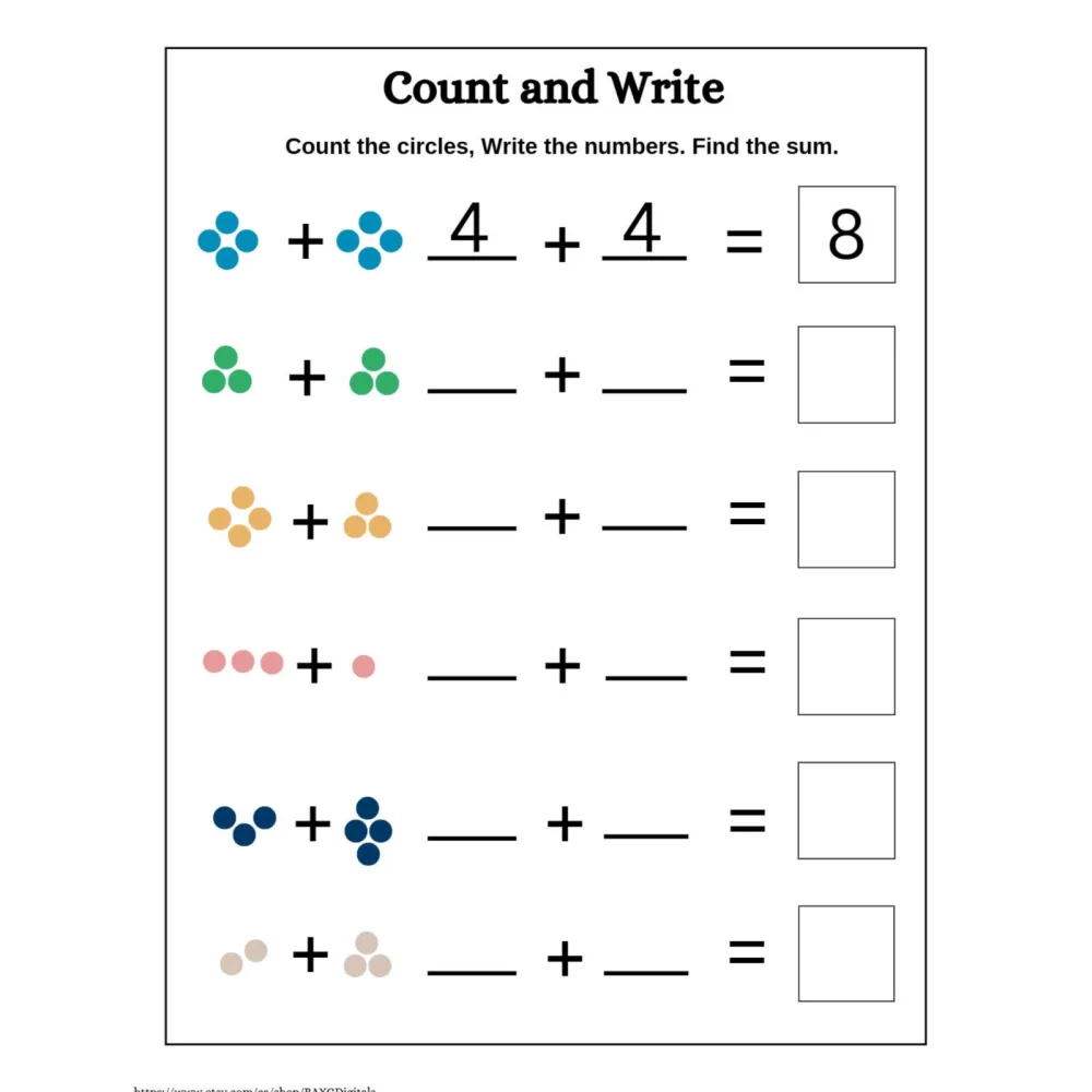 Count and Add Circles Worksheets