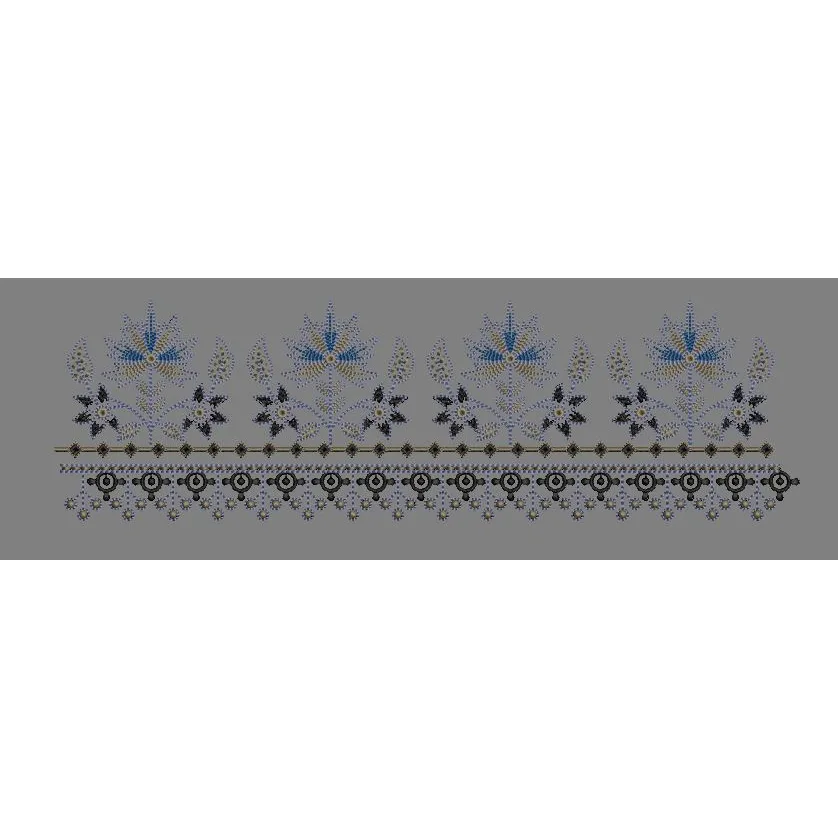 Floral Spire and Beaded Fringe Border Embroidery Design