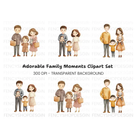 Diverse Family Moments Clipart Bundle