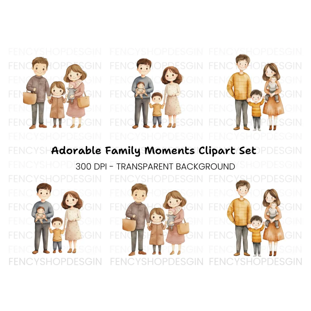 Diverse Family Moments Clipart Bundle