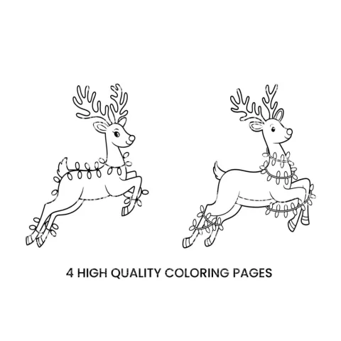 Flying Reindeer Christmas Lights Coloring Books