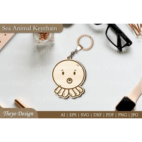 Cute Sea Animal Key Chain SVG