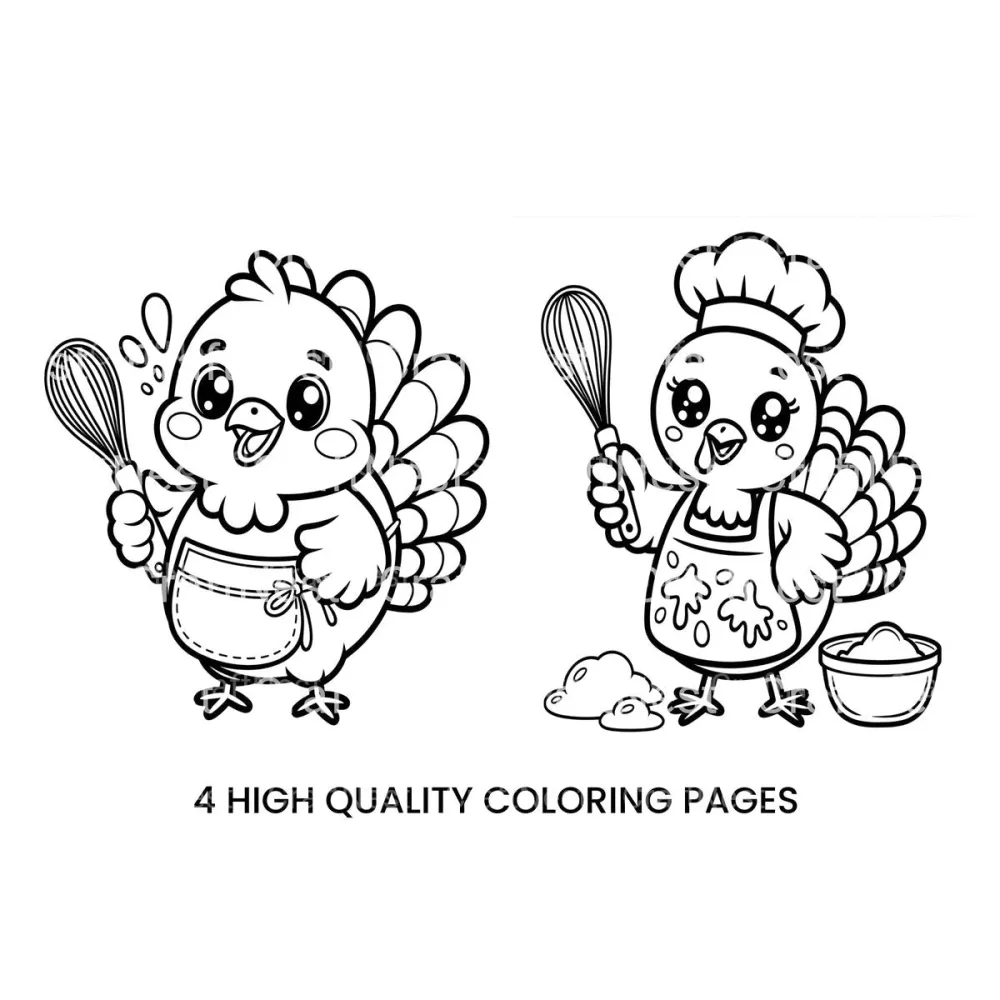 Cute Turkey Chefs Coloring Books