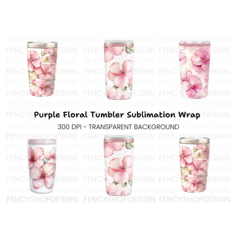 Pink Floral Tumbler Clipart Bundle