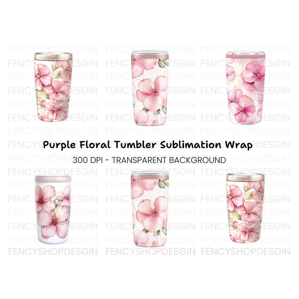 Pink Floral Tumbler Clipart Bundle