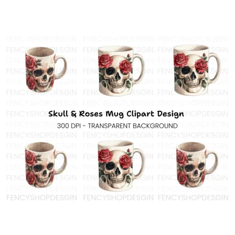 Skull Roses Clipart Bundle