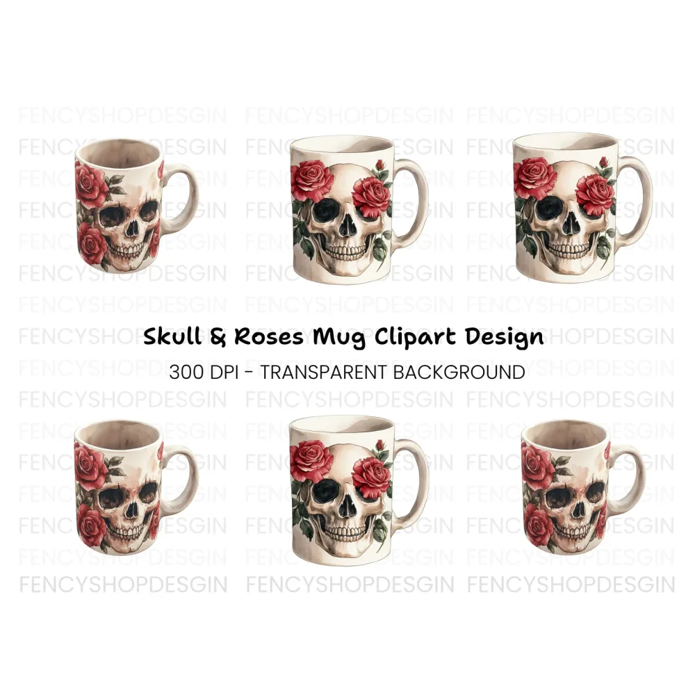 Skull Roses Clipart Bundle