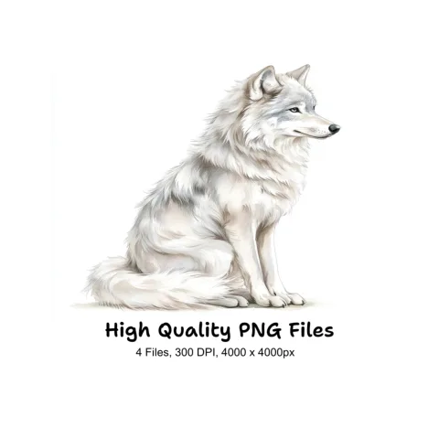 Majestic White Wolf Clipart Bundle