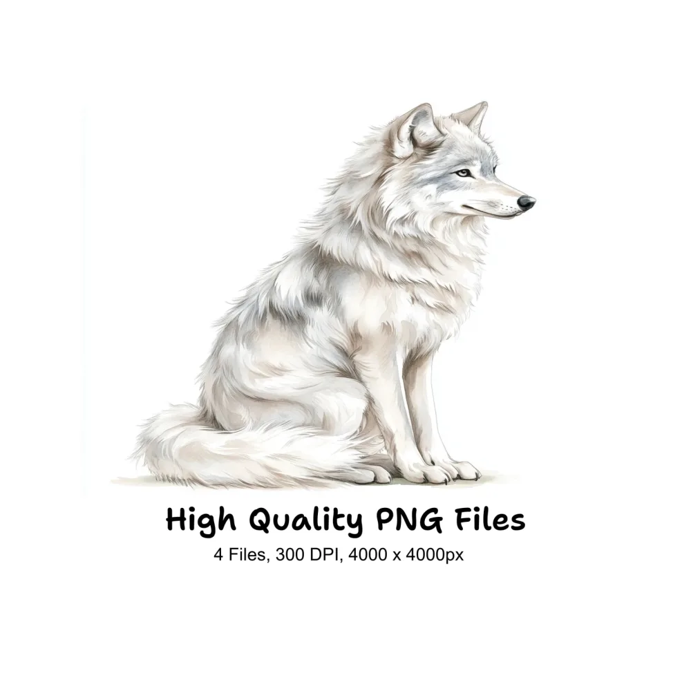 Majestic White Wolf Clipart Bundle