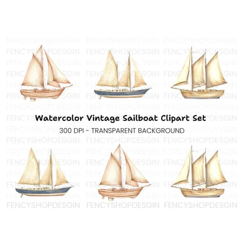 Vintage Sailboat Clipart Bundle