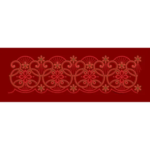 Red Baroque Circular Swirl Border Embroidery Design