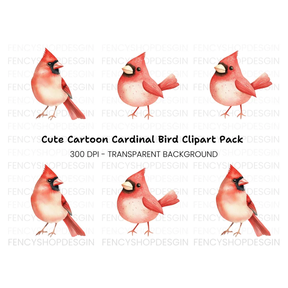 Cardinal Bird Clipart Bundle