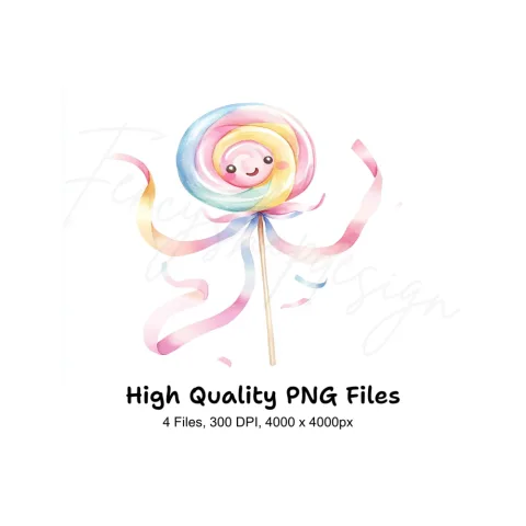 Whimsical Lollipop Characters Clipart Bundle