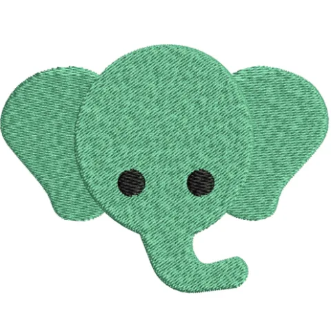 Elephant Face Embroidery Design