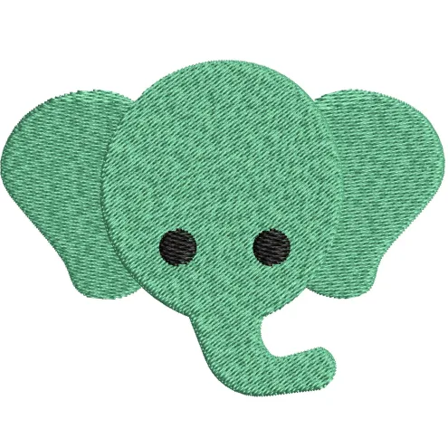 Elephant Face Embroidery Design