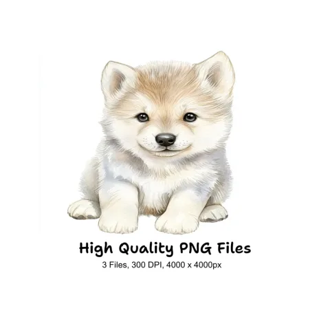 Adorable Baby Wolf Clipart Bundle