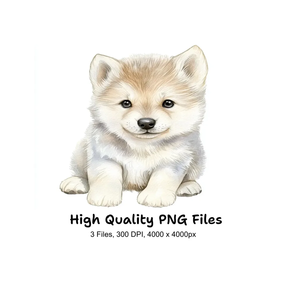 Adorable Baby Wolf Clipart Bundle