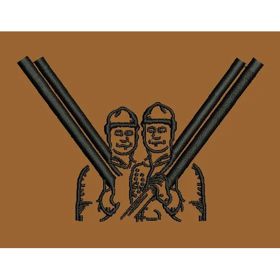 Duo of Professionals with Crossed Pipes Embroidery Design