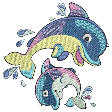 Dolphins Embroidery Design