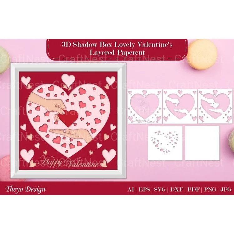 Shadow Box Happy Valentine Layered Papercut SVG