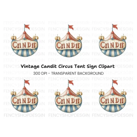 Vintage Circus Tent Sign Clipart Bundle