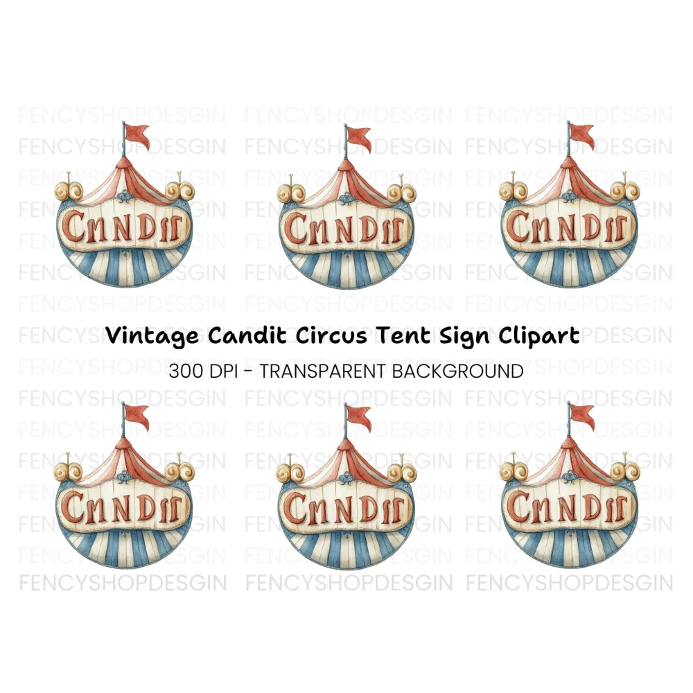 Vintage Circus Tent Sign Clipart Bundle