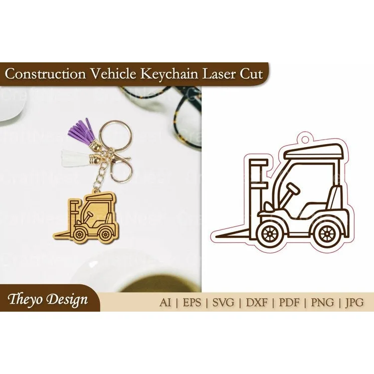 Construction Vehicle Keychain Laser Cut SVG