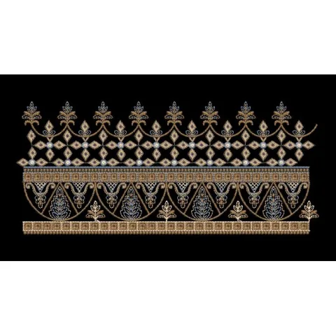 Pinnacle Crown Diamond Lattice Border Embroidery Design