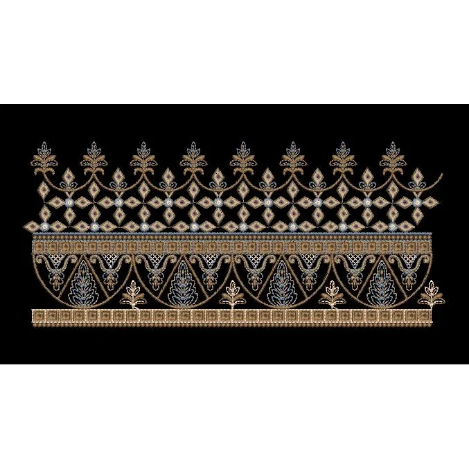 Pinnacle Crown Diamond Lattice Border Embroidery Design
