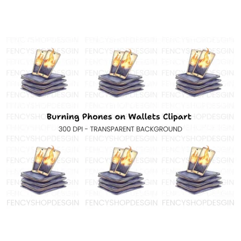 Fiery Tarot Cards Stack Clipart Bundle