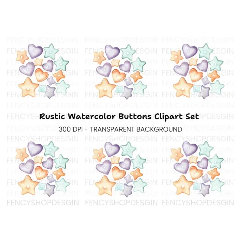 Cute Pastel Heart and Star Beads Clipart Bundle