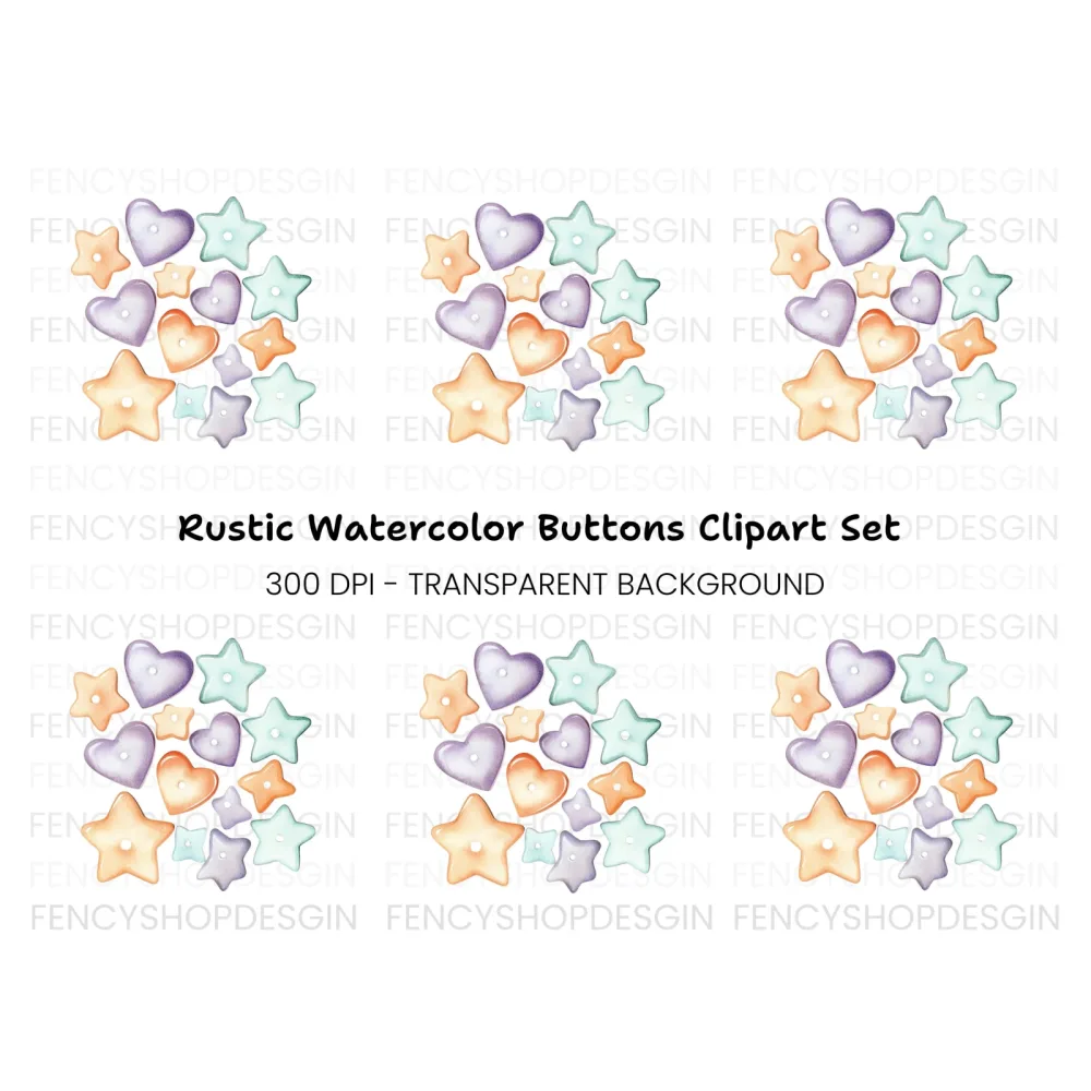 Cute Pastel Heart and Star Beads Clipart Bundle