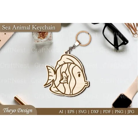 Cute Sea Animal Keychain SVG Bundle