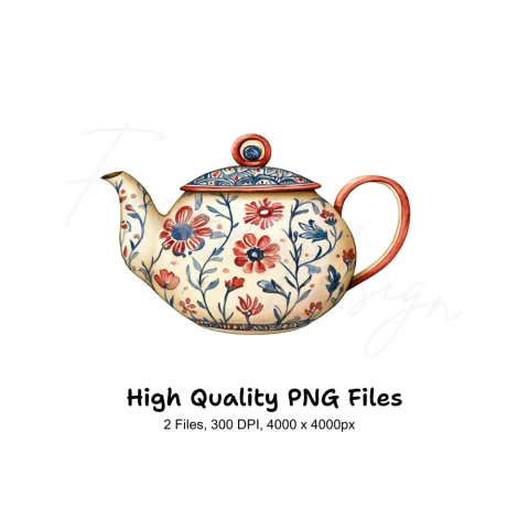 Vintage Floral Teapot Clipart Bundle