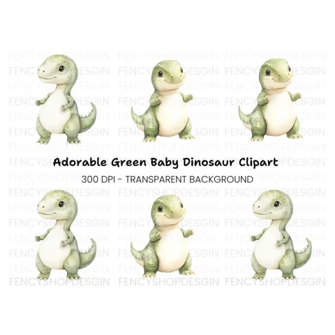 Standing Baby Dinosaur Clipart Bundle