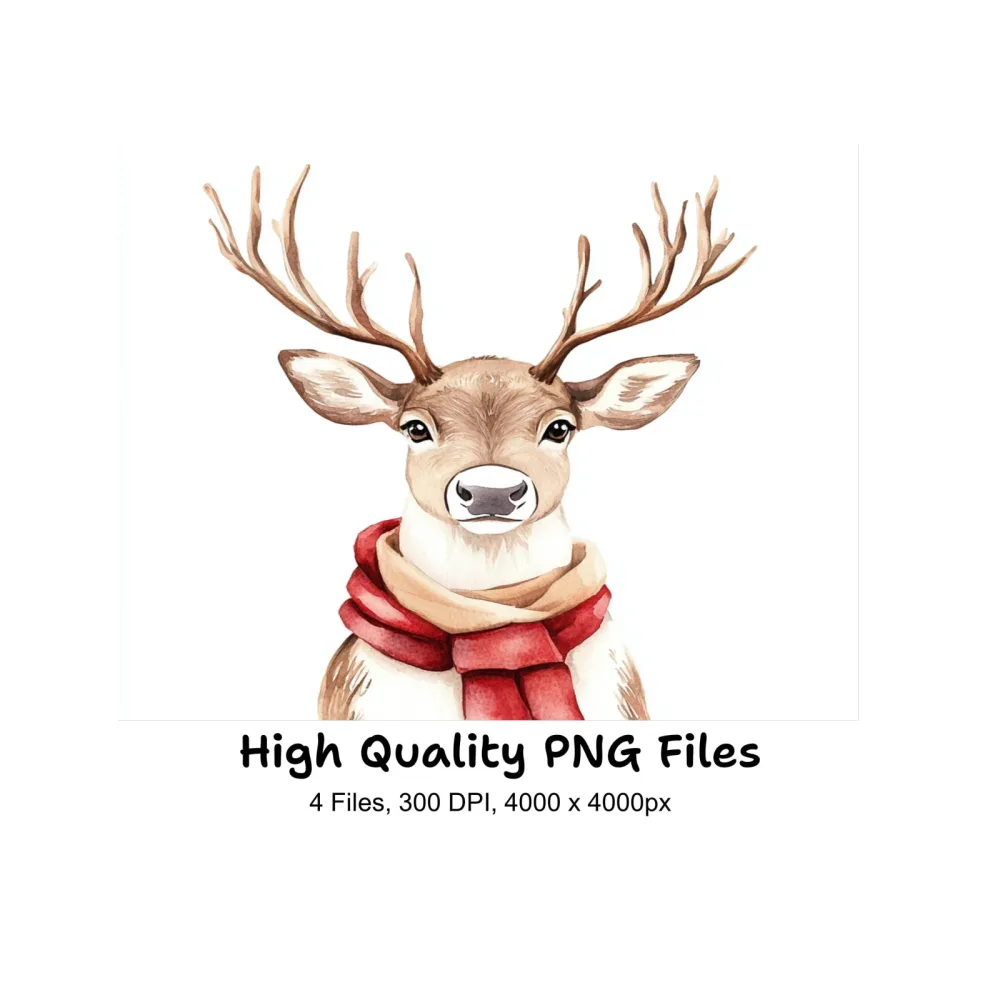 Reindeer With Scarves Clipart Bundle