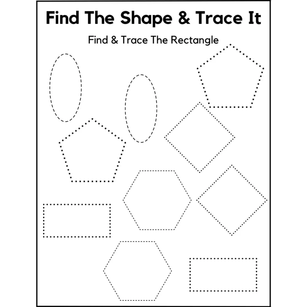 Find Trace and Identify Shapes Worksheets