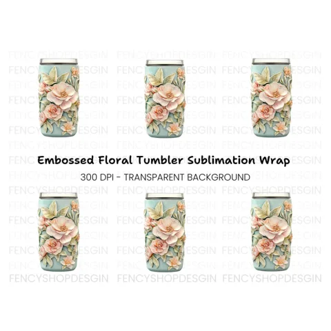 Embossed Floral Tumbler Clipart Bundle