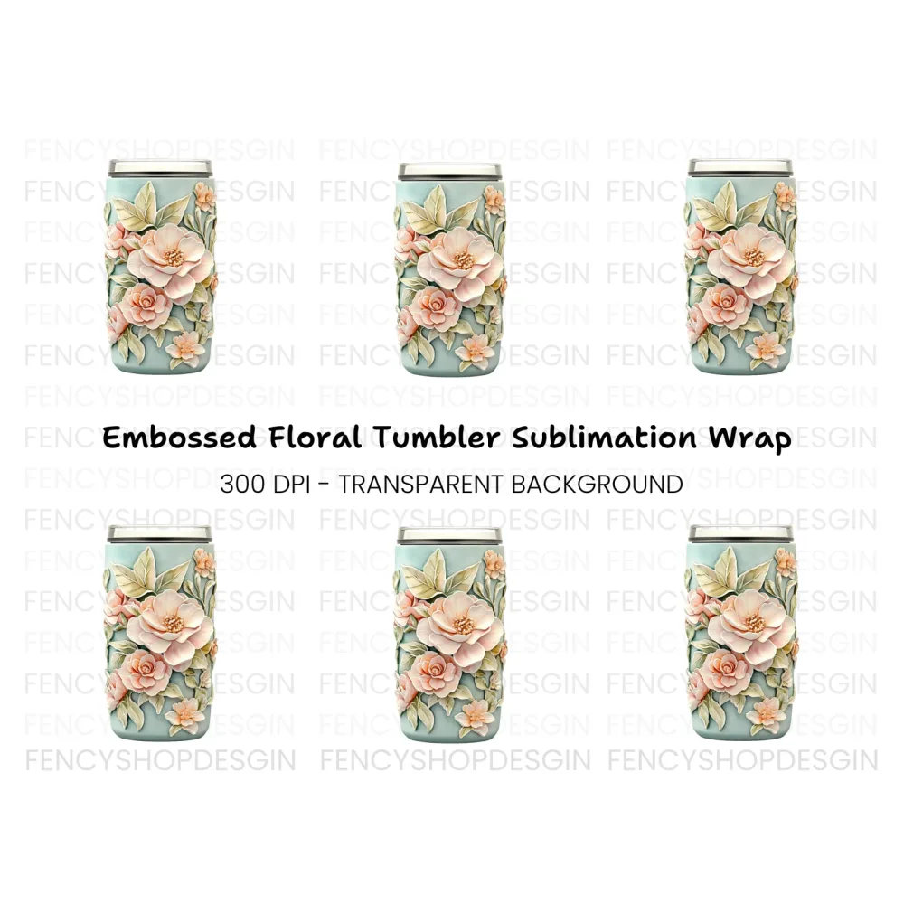 Embossed Floral Tumbler Clipart Bundle
