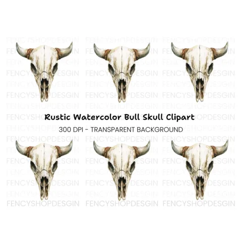 Boho Bull Skull Clipart Bundle